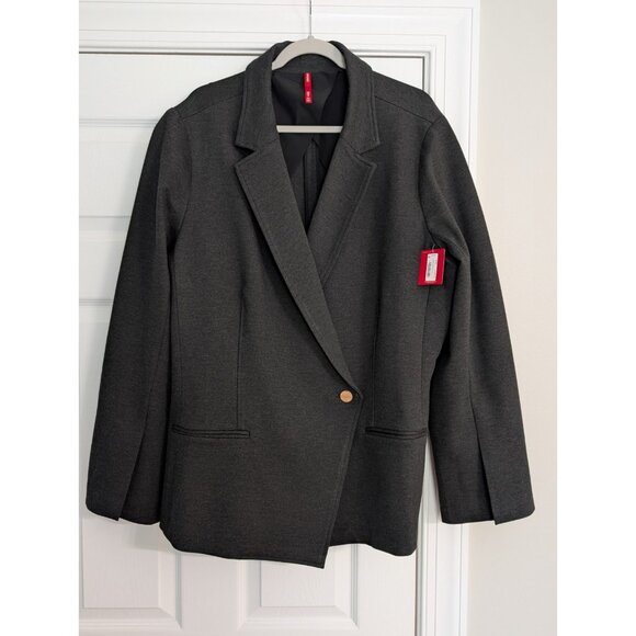 SPANX Perfect Asym Tailored Blazer Ponte Knit Heather Grey Career Office Sz 3X - Picture 1 of 9